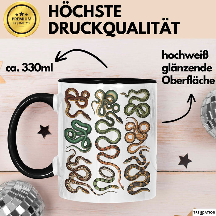 Reptil Schlangen Tier Tasse Geschenk Lustige Geschenkidee Spruch Schwarz Trendation