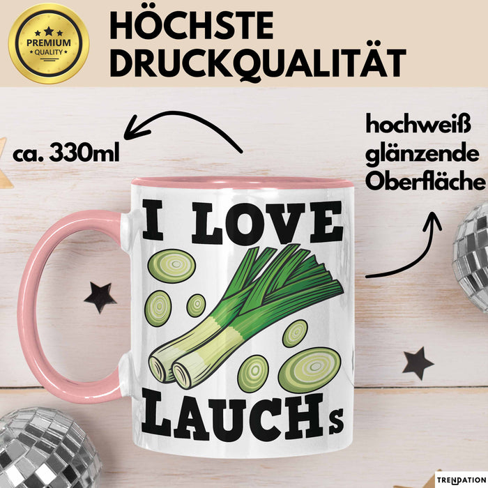 I Love Lauchs Tasse Geschenk Jogger Fitness Fun Spass Rosa Trendation