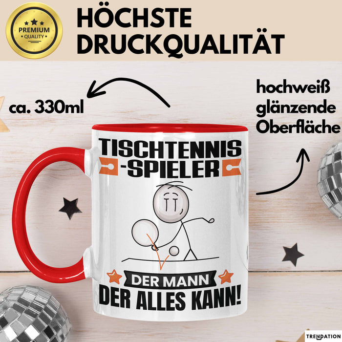 Tischtennisspieler Tasse Geschenk für Tischtennisspieler Der Mann Der Alles Kann Geschenkidee zum Geburtstag Rot Trendation