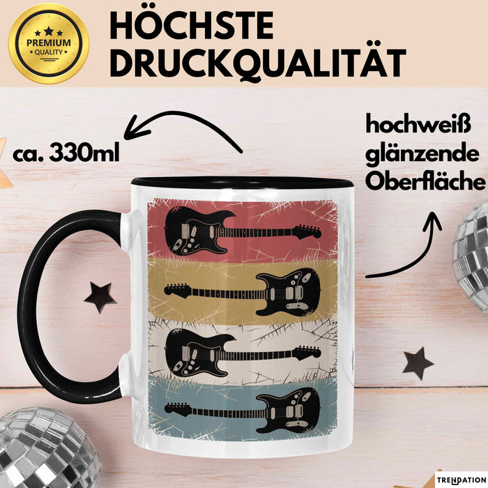 Gitarre Musik Retro Musiker Gitarrist Tasse Geschenk Lustige Geschenkidee Spruch Schwarz Trendation