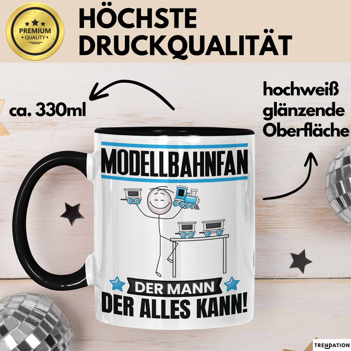 Modellbahnfan Tasse Geschenk für Modellbahnfan Der Mann Der Alles Kann Geschenkidee zum Geburtstag Schwarz Trendation
