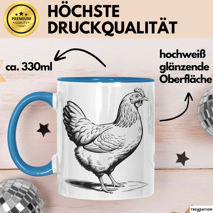 Huhn Tier Bauer Tasse Becher Geschenk Lustige Geschenkidee Spruch Blau Trendation
