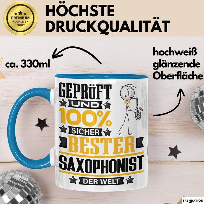 Saxophonist Geschenk Lustiger Spruch für Saxophonist Geschenkidee Bester Saxophonist Der Welt Blau Trendation