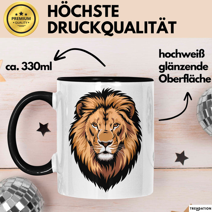 Löwe Sternzeichen Löwe Tasse Geschenk Lustige Geschenkidee Spruch Schwarz Trendation
