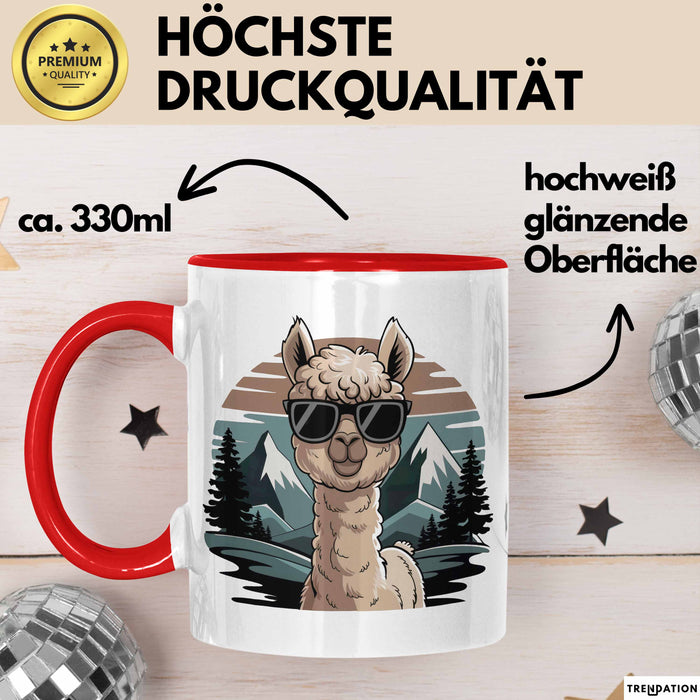 Alpaka Liebhaber Tasse Geschenkidee für Tierfreunde Rot Trendation