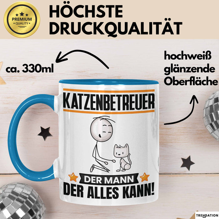 Katzenbetreuer Tasse Geschenk für Katzenbetreuer Der Mann Der Alles Kann Geschenkidee zum Geburtstag Blau Trendation