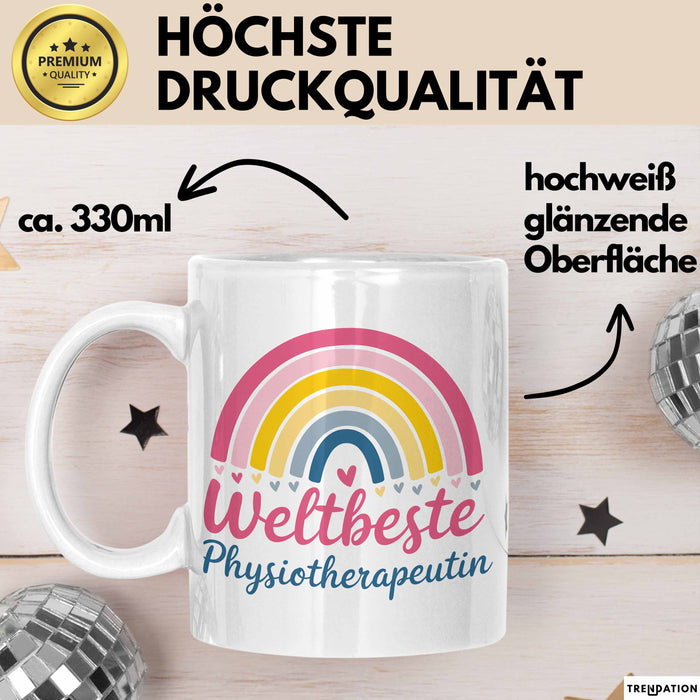 Physiotherapeut Physiotherapie Tasse Geschenk Lustige Geschenkidee Spruch Weltbeste Physiotherapeutin Weiß Trendation