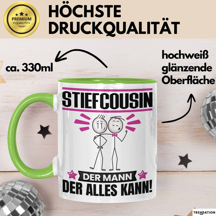 Stiefcousin Tasse Geschenk für Stiefcousin Der Mann Der Alles Kann Geschenkidee zum Geburtstag Grün Trendation
