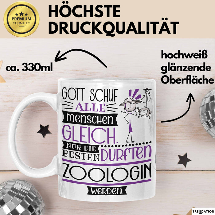 Zoologin Geschenk Becher Tasse Gott Schuf Alle Menschen Gleich Nur Die Besten Durfeten Zoologin Werden Geschenkidee Lustig Weiß Trendation