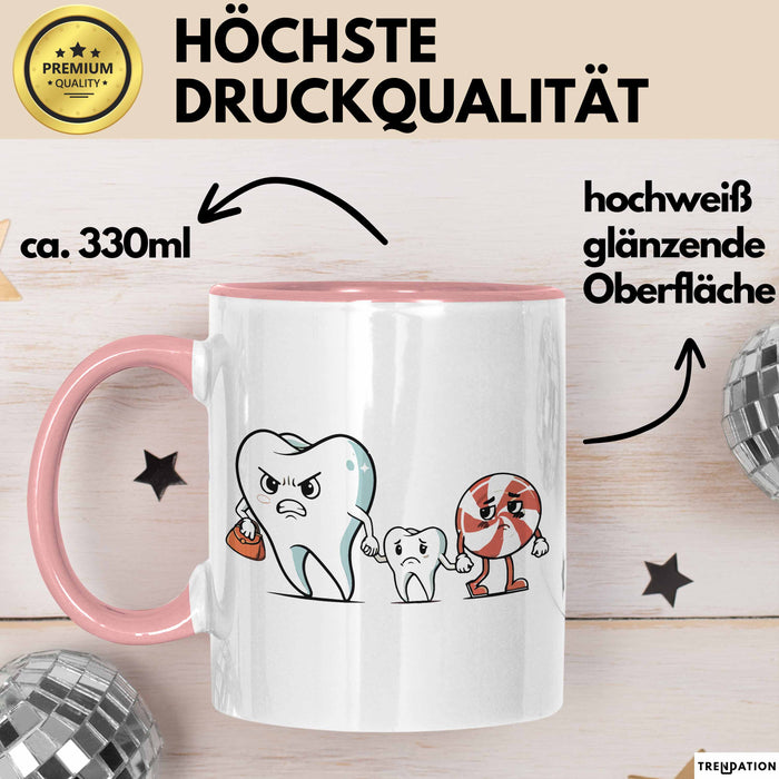 Zahnarzt Tasse Geschenk Karies Vorsorge Geschenkdiee Rosa Trendation
