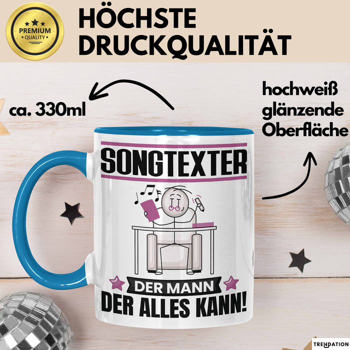 Songtexter Tasse Geschenk für Songtexter Der Mann Der Alles Kann Geschenkidee zum Geburtstag Blau Trendation