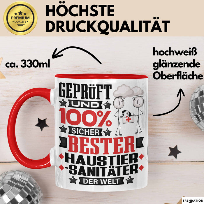 Haustiersanitäter Geschenk Lustiger Spruch für Haustiersanitäter Geschenkidee Bester Haustiersanitäter Der Welt Rot Trendation