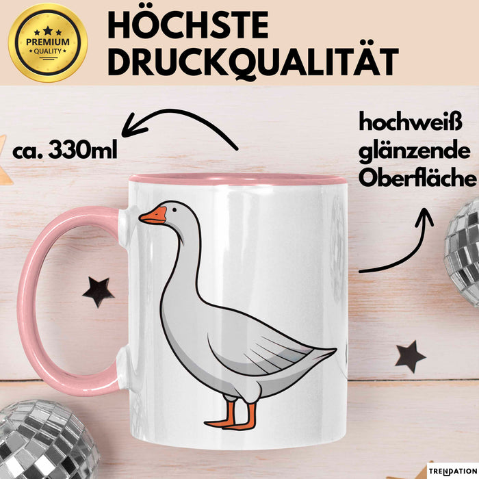 Gans Tier Gänse Bauer Tasse Becher Geschenk Lustige Geschenkidee Spruch Rosa Trendation