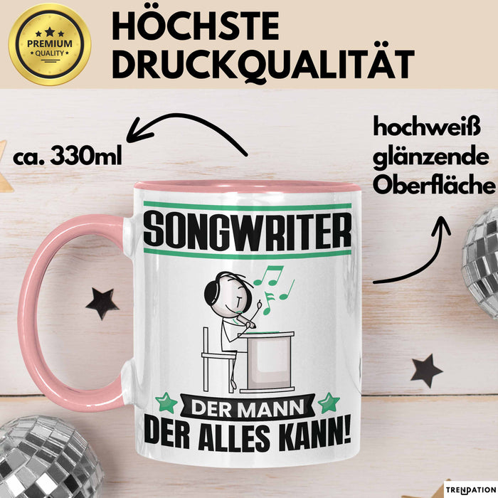 Songwriter Tasse Geschenk für Songwriter Der Mann Der Alles Kann Geschenkidee zum Geburtstag Rosa Trendation
