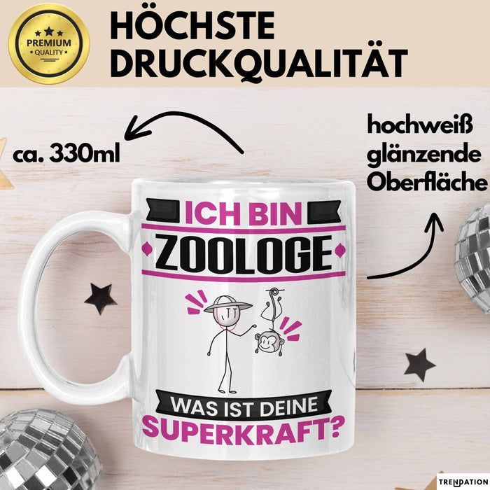 Zoologe Tasse Geschenk für Zoologe Geburtstag Lustiger Spruch Kaffee-Becher Was Ist Deine Superkraft Weiß Trendation