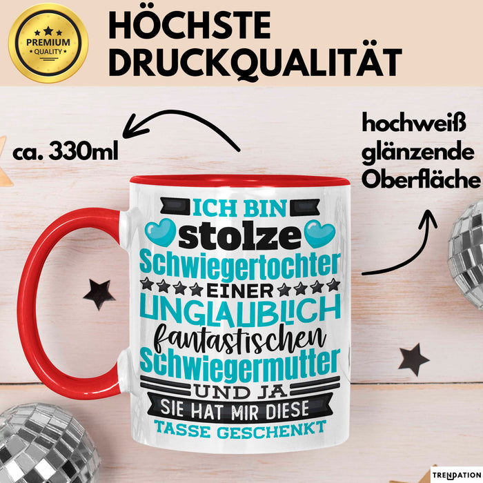 Schwiegertochter Tasse Geschenk Spruch Ich Bin Stolze Schwiegertochter Becher Rot Trendation