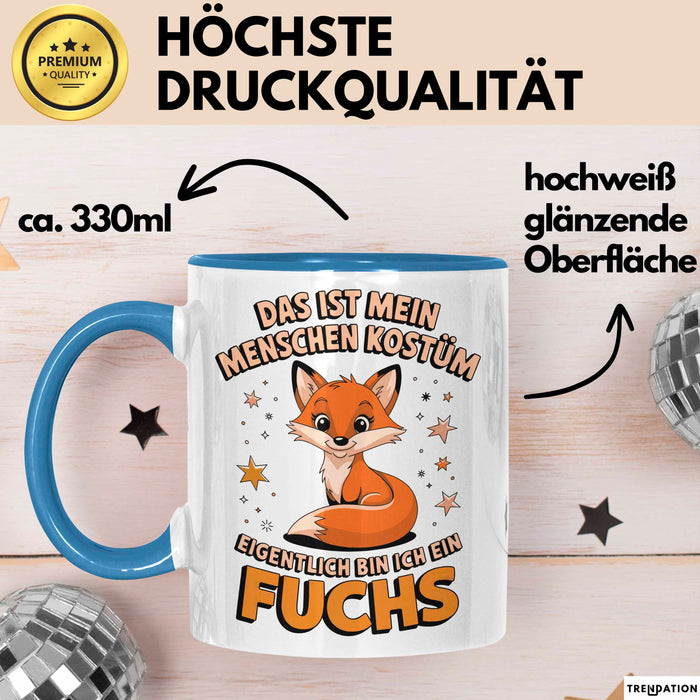 Fuchs Tierliebhaber Tasse Geschenk Lustige Geschenkidee Spruch Eigentlich Bin Ich Ein Fuchs Blau Trendation