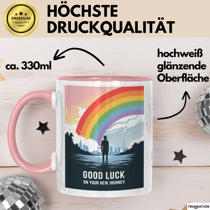 Büroarbeit Kollege Abschied Tasse Geschenk Lustige Geschenkidee Spruch Viel Glück Auf Deiner Neuen Reise Rosa Trendation