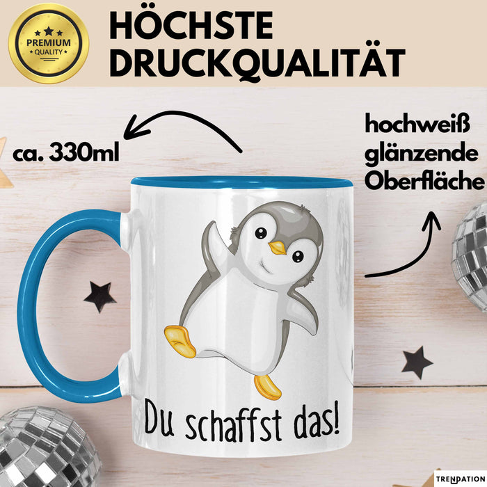 Mut Lustige Tasse Geschenk Süßer Pinguin Design Kaffeebecher Blau Trendation