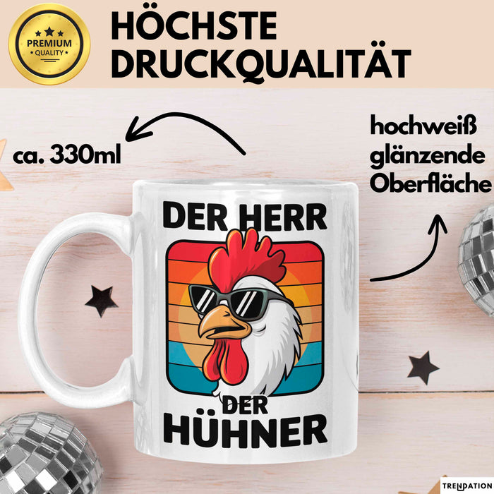 Huhn Tier Bauer Tasse Becher Geschenk Lustige Geschenkidee Spruch Der Herr Der Hühner Weiß Trendation