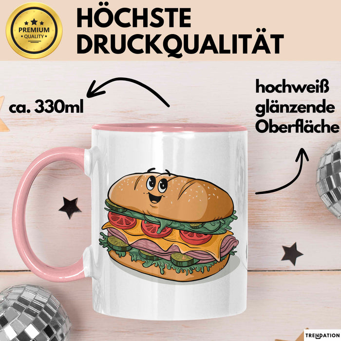 Sandwich Liebhaber Tasse Geschenkidee für Snack Stapel Fan Rosa Trendation