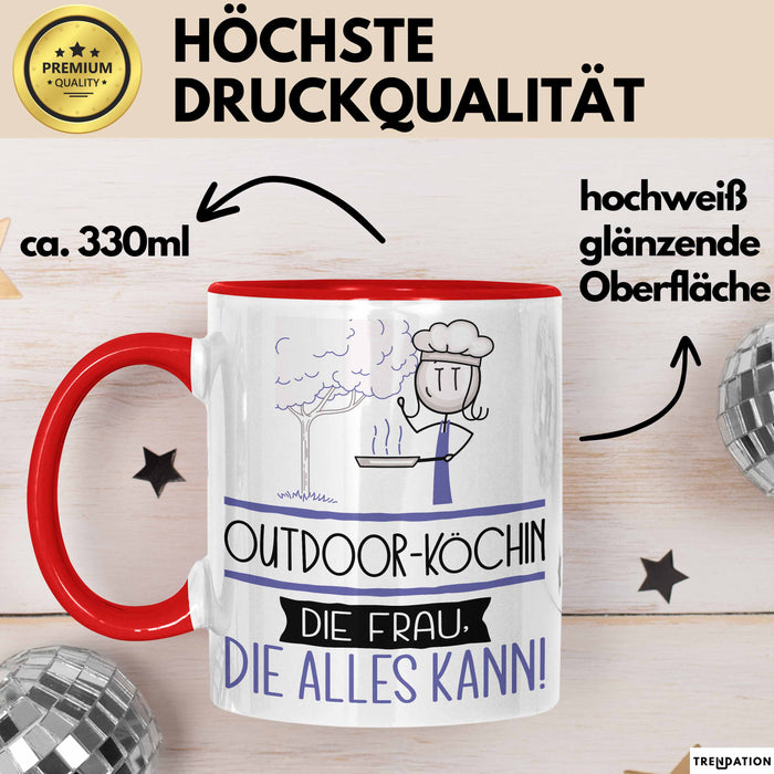 Outdoor-Köchin Geschenk Tasse Becher Die Frau Die Allen Kann Geschenkidee für eine Outdoor-Köchin Lustig Rot Trendation