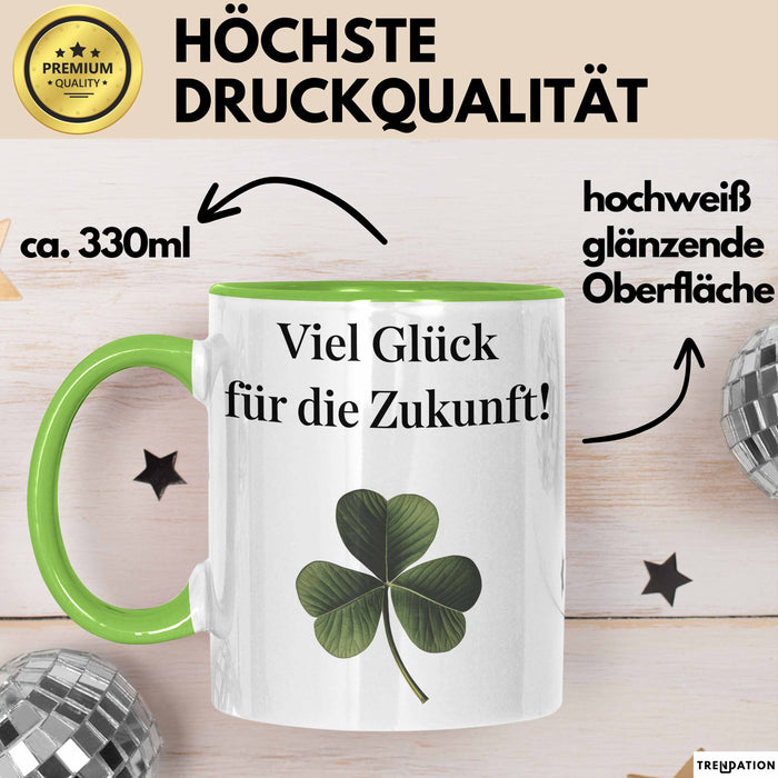 Büroarbeit Kollege Abschied Tasse Geschenk Lustige Geschenkidee Spruch Viel Glück Für Die Zukunft Grün Trendation