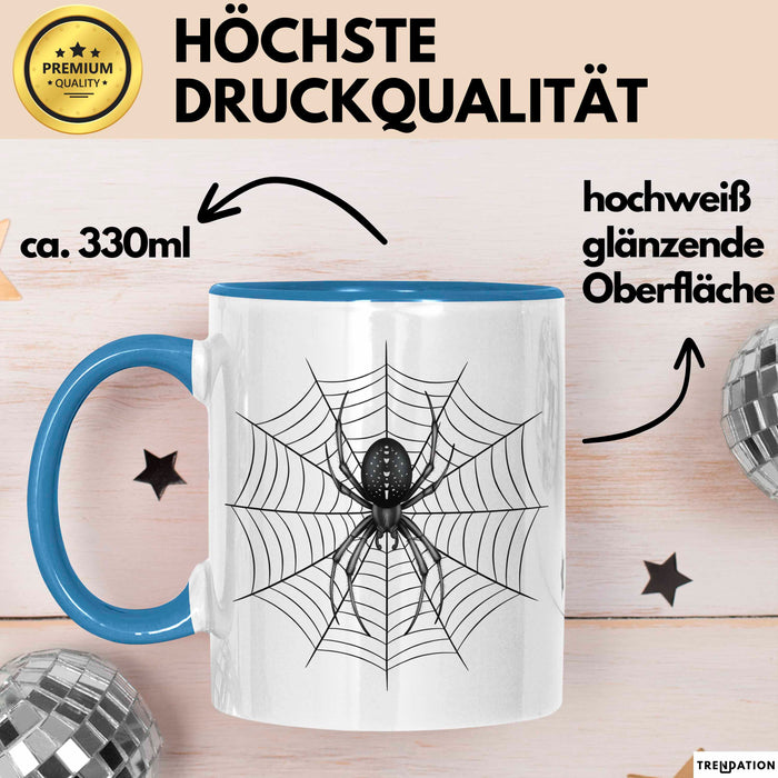 Spinne Vogelspinne Tier Tasse Geschenk Lustige Geschenkidee Spruch Blau Trendation