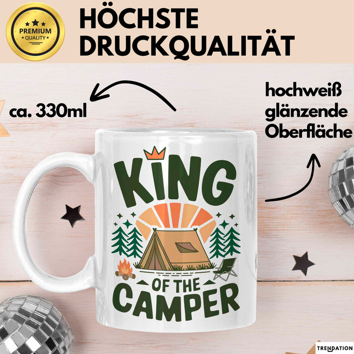 Camper Camping Tasse Geschenk Lustige Geschenkidee Spruch Kinf OF The Camper Weiß Trendation