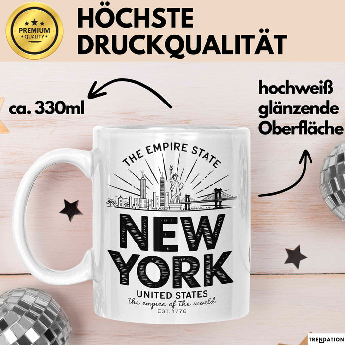 New York City USA Tasse Geschenk Lustige Geschenkidee Spruch Weiß Trendation