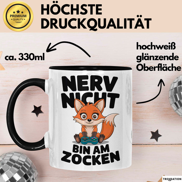 Fuchs Tierliebhaber Tasse Geschenk Lustige Geschenkidee Spruch Nerv Nicht Bin Am Zocken Trendation