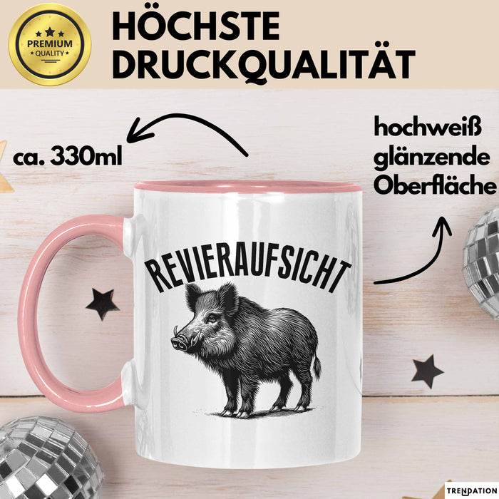 Jäger Tasse Geschenk Revieraufsicht Geschenkidee Wildschwein Geschenke Jägerin Rosa Trendation
