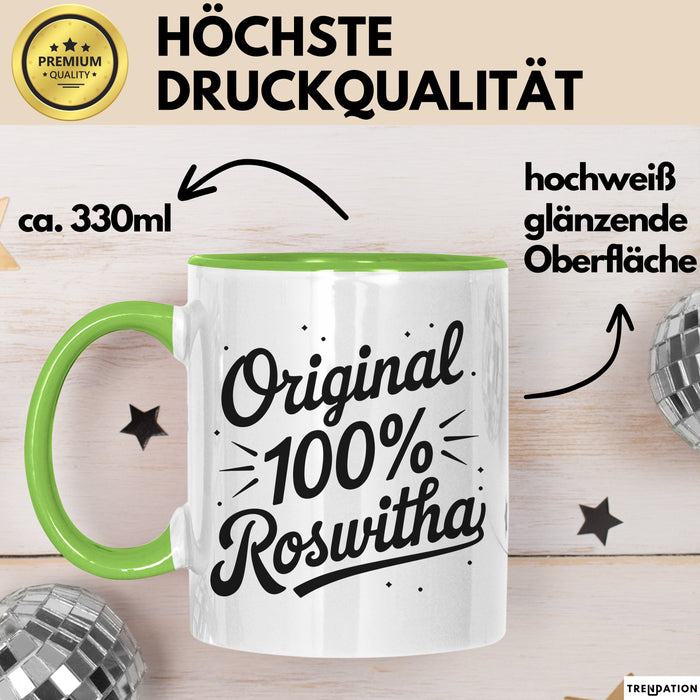 Roswitha Tasse Geschenk Original 100% Roswitha Geschenkidee Geburtstag Grün Trendation