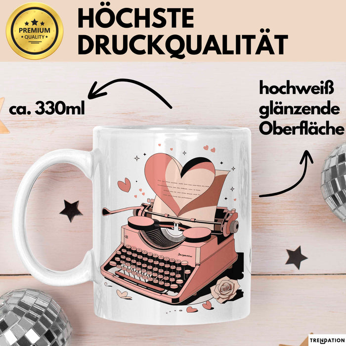 Liebesroman Autor Tasse Geschenkidee für Liebesgeschichte Weiß Trendation