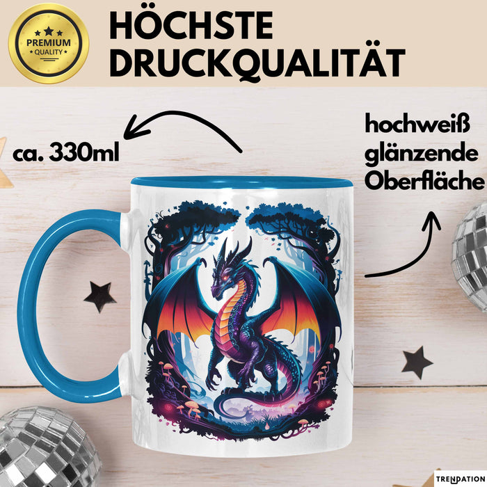 Fantasy Liebhaber Tasse Geschenkidee für Mythologie Fans Blau Trendation