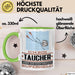 Taucher Geschenk Tasse Ich Bin Taucher Aber Sag Doch Einfach Superheld Lustige Geschenkdiee für Taucher Kaffee-Becher Grün Trendation