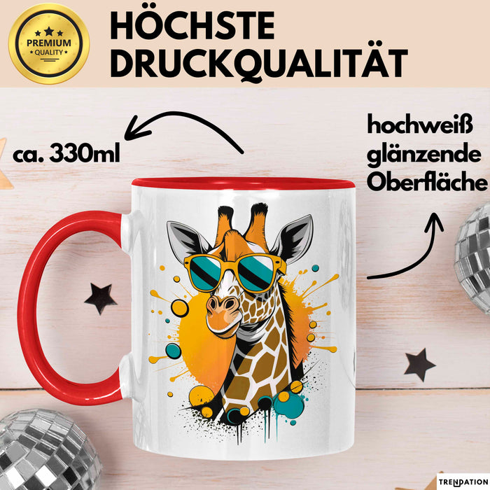 Giraffe Mit Sonnenbrille Tasse Geschenk Lustige Geschenkidee Spruch Rot Trendation