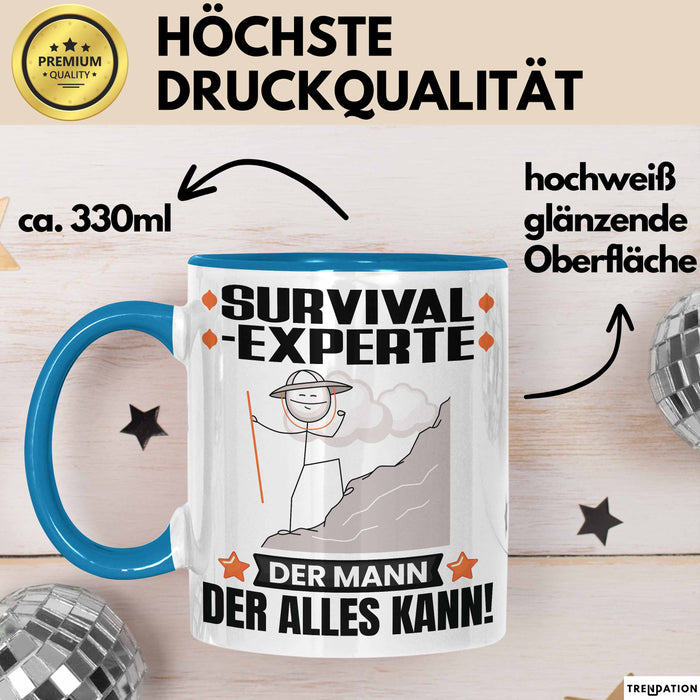 Survival-Experte Tasse Geschenk für Survival-Experte Der Mann Der Alles Kann Geschenkidee zum Geburtstag Blau Trendation