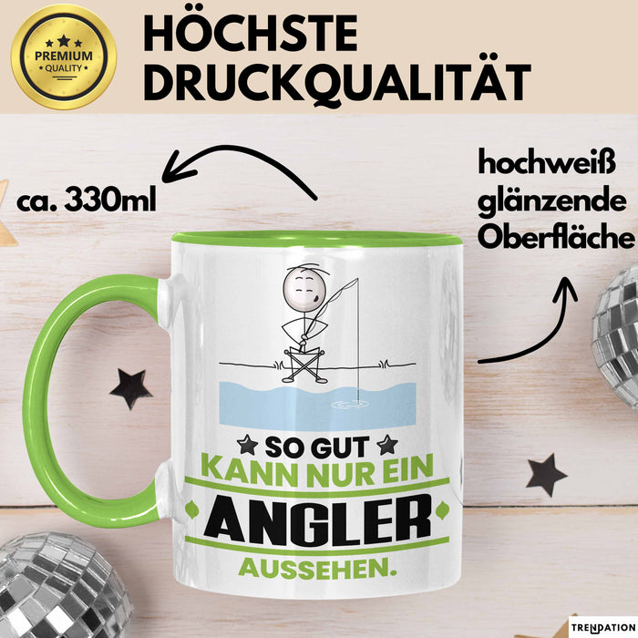 Angler Geschenk Tasse So Gut Kann Nur Ein Angler Aussehen Geschenkidee Kaffee-Becher Grün Trendation