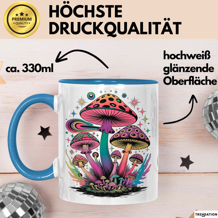 Pilz Fan Tasse Geschenkidee für Pilzliebhaber Blau Trendation