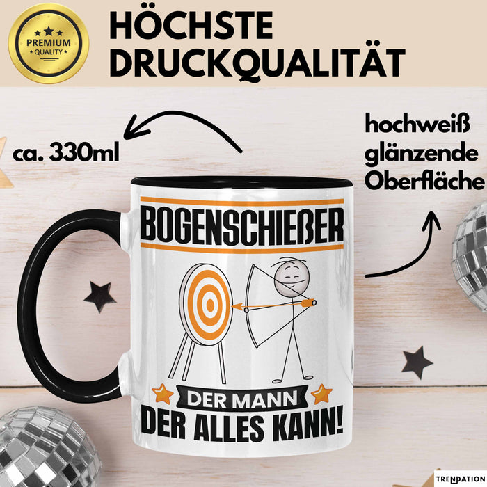 Bogenschießer Tasse Geschenk für Bogenschießer Der Mann Der Alles Kann Geschenkidee zum Geburtstag Schwarz Trendation