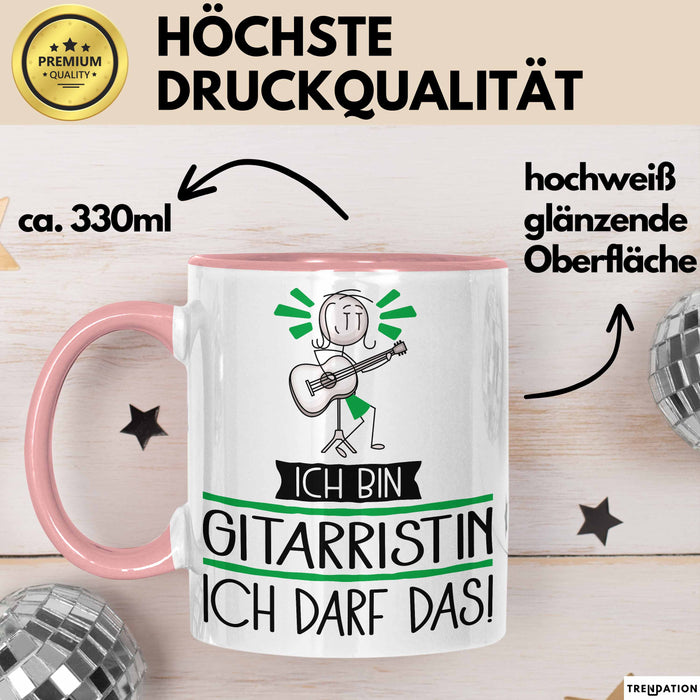 Geschenk für Gitarristin Tasse Lustige Geschenkidee Geburtstag Ich Bin Gitarristin Ich Darf Das Rosa Trendation