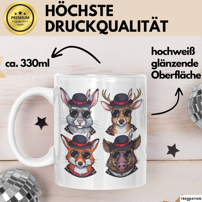 Jäger Tasse Geschenk Hase Wildschwein Fuchs Geschenkdiee Jagd Weiß Trendation