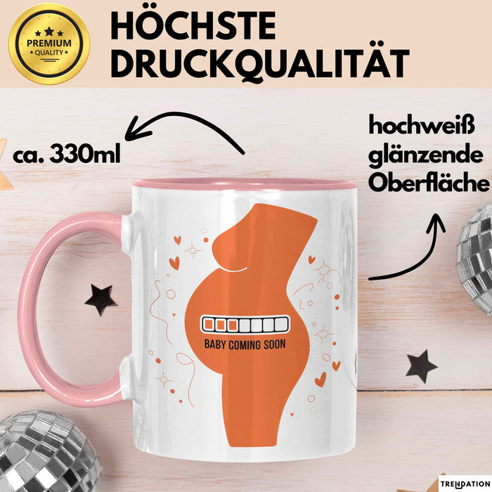 Werdende Mama Tasse Geschenk Lustige Geschenkidee Spruch Für Bald Mütter Rosa Trendation