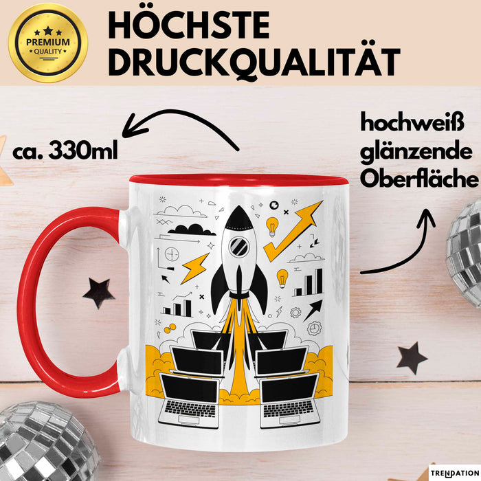 Startup Gründer Tasse Geschenk Lustige Geschenkidee Spruch Für Hustle Erbauer Rot Trendation