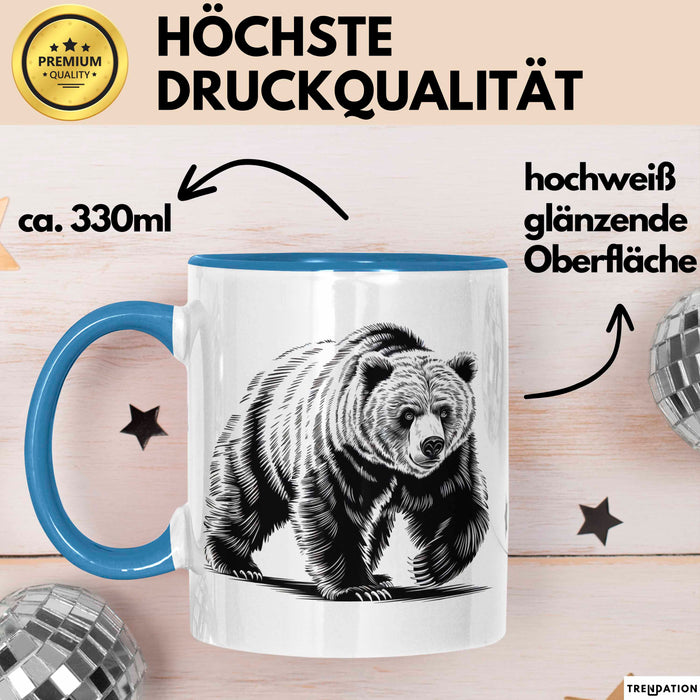 Grizzlybär Tasse Geschenk Lustige Geschenkidee Spruch Blau Trendation