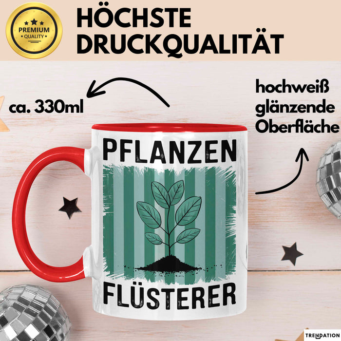 Garten Pflanzen Gärtner Tasse Geschenk Lustige Geschenkidee Spruch Pflanzenflüsterer Rot Trendation