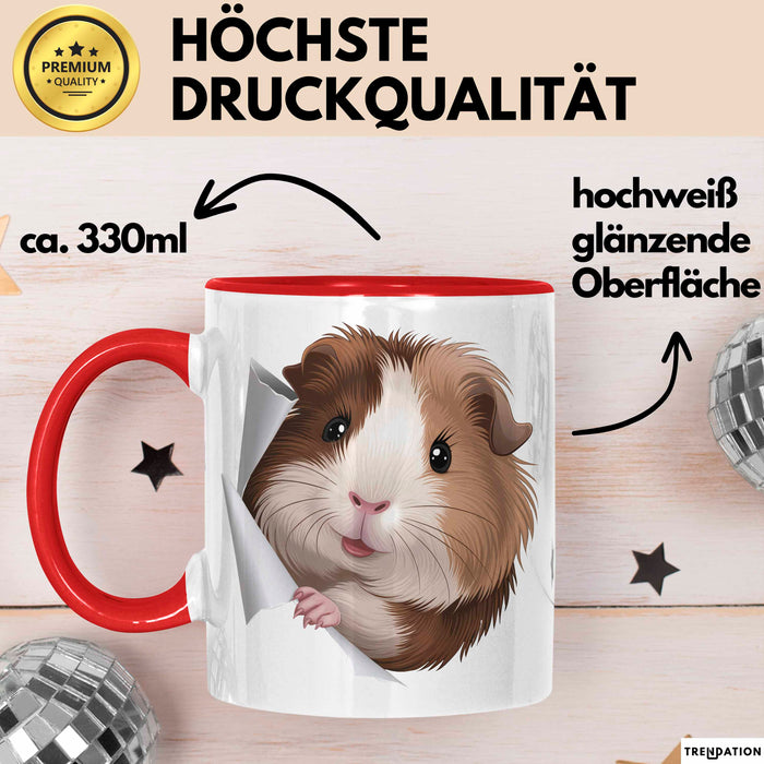 Meerschweinchen Tier Tasse Geschenk Lustige Geschenkidee Rot Trendation