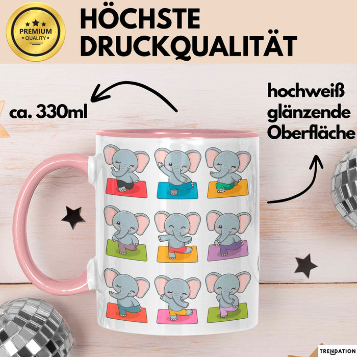 Elefant Tier Tasse Geschenk Lustige Geschenkidee Spruch Elefanten Yoga Rosa Trendation