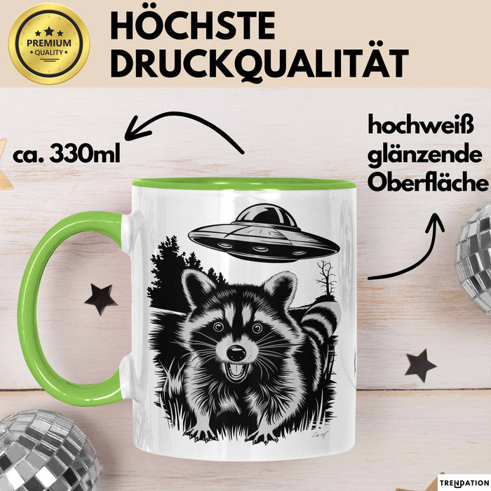 UFO Aliens Tasse Geschenk Waschbär Alien Sci Fi Liebhaber Grün Trendation